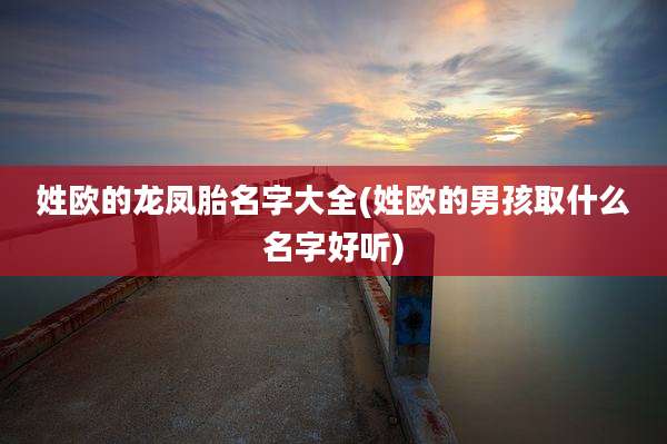 姓欧的龙凤胎名字大全(姓欧的男孩取什么名字好听)