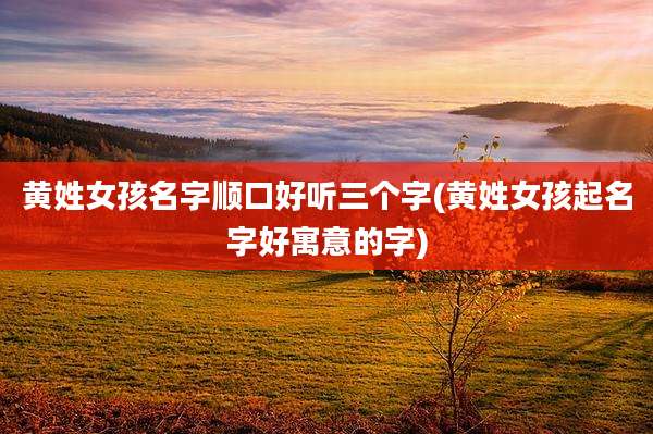 黄姓女孩名字顺口好听三个字(黄姓女孩起名字好寓意的字)
