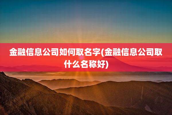 金融信息公司如何取名字(金融信息公司取什么名称好)