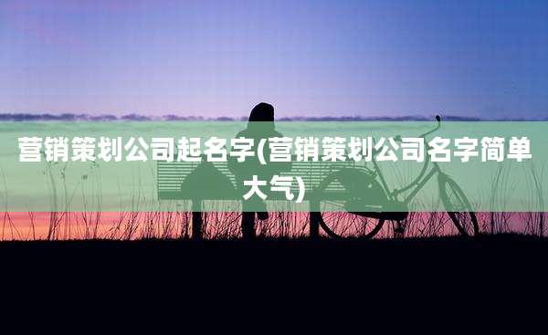 营销策划公司起名字(营销策划公司名字简单大气)