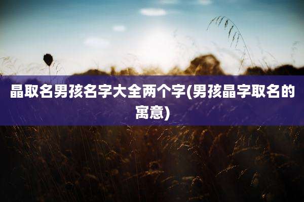 晶取名男孩名字大全两个字(男孩晶字取名的寓意)