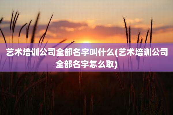艺术培训公司全部名字叫什么(艺术培训公司全部名字怎么取)