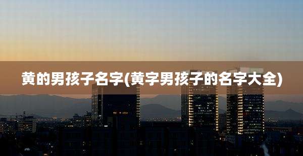 黄的男孩子名字(黄字男孩子的名字大全)