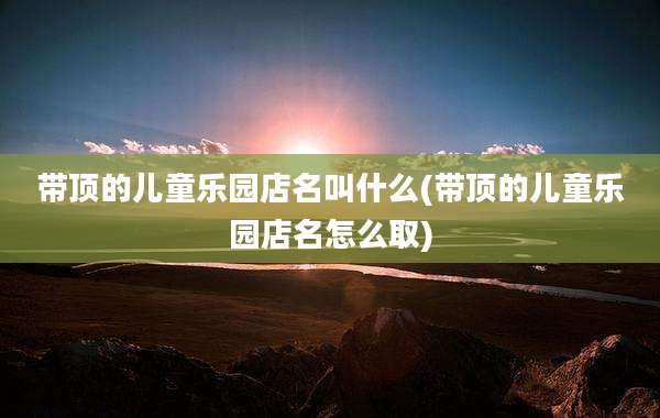 带顶的儿童乐园店名叫什么(带顶的儿童乐园店名怎么取)