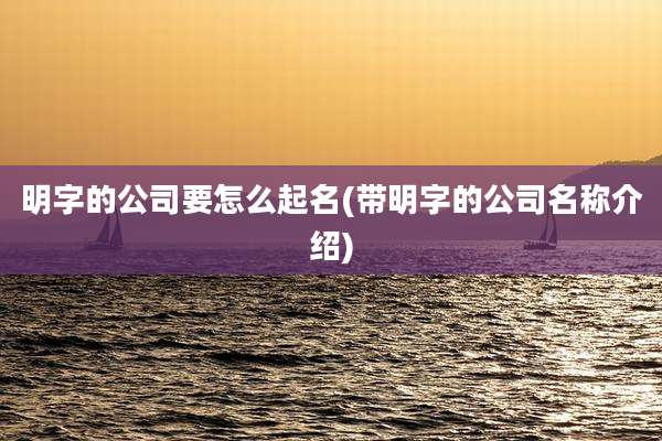 明字的公司要怎么起名(带明字的公司名称介绍)