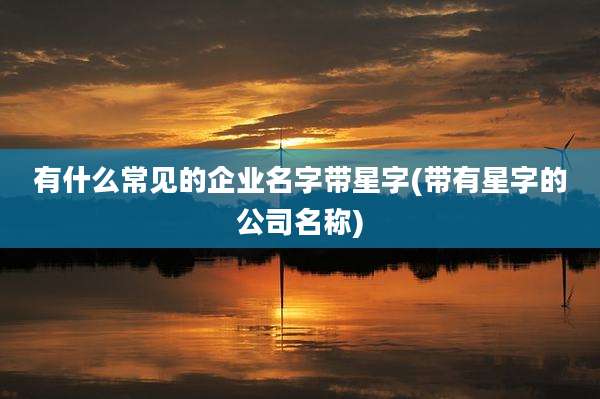 有什么常见的企业名字带星字(带有星字的公司名称)