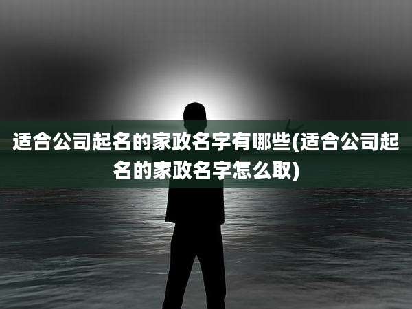 适合公司起名的家政名字有哪些(适合公司起名的家政名字怎么取)