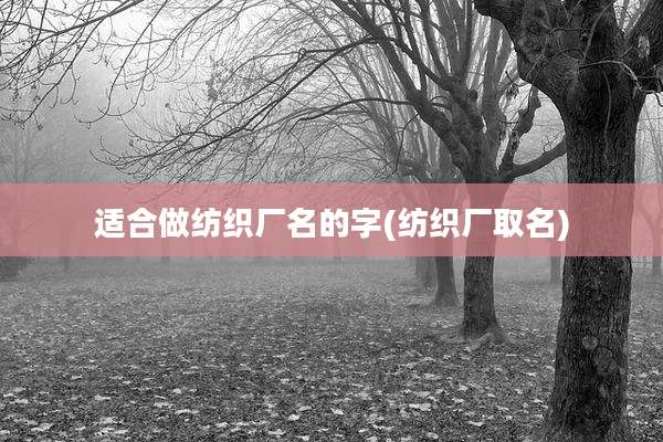 适合做纺织厂名的字(纺织厂取名)