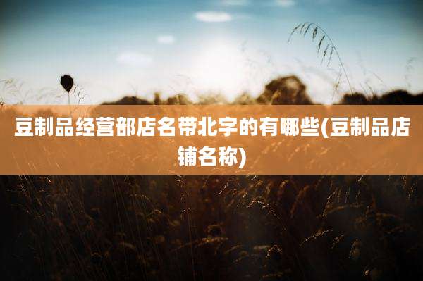 豆制品经营部店名带北字的有哪些(豆制品店铺名称)