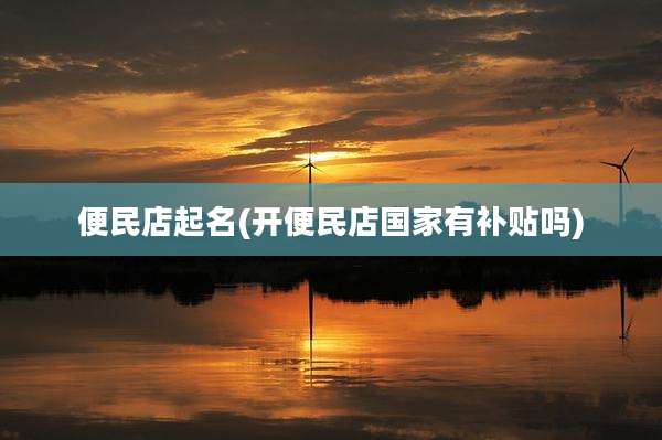 便民店起名(开便民店国家有补贴吗)