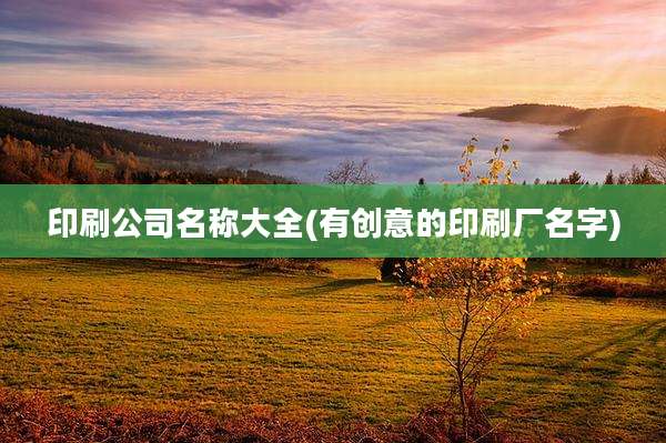 印刷公司名称大全(有创意的印刷厂名字)