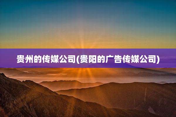 贵州的传媒公司(贵阳的广告传媒公司)