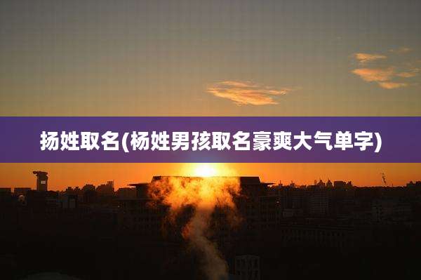 扬姓取名(杨姓男孩取名豪爽大气单字)