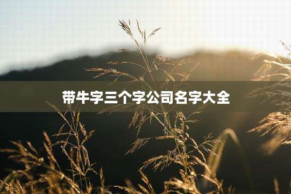带牛字三个字公司名字大全