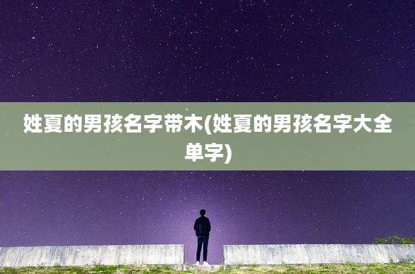 姓夏的男孩名字带木(姓夏的男孩名字大全单字)