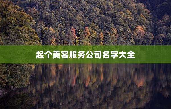 起个美容服务公司名字大全