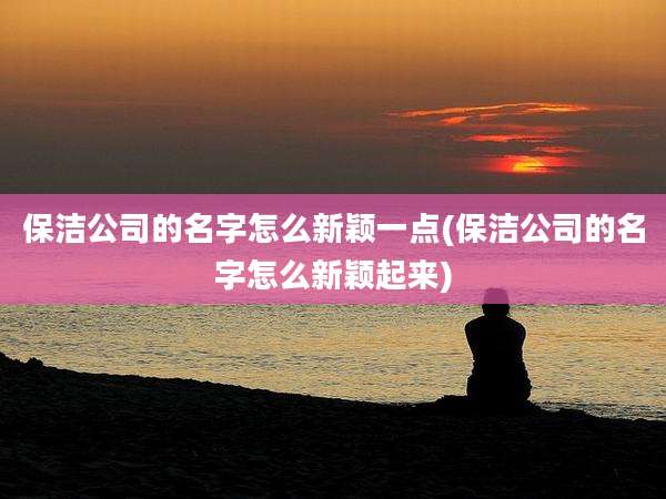 保洁公司的名字怎么新颖一点(保洁公司的名字怎么新颖起来)