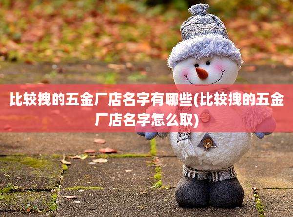 比较拽的五金厂店名字有哪些(比较拽的五金厂店名字怎么取)