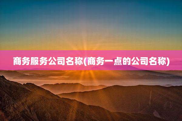 商务服务公司名称(商务一点的公司名称)