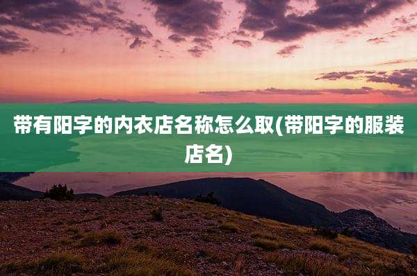 带有阳字的内衣店名称怎么取(带阳字的服装店名)