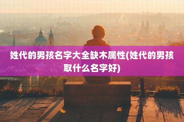 姓代的男孩名字大全缺木属性(姓代的男孩取什么名字好)