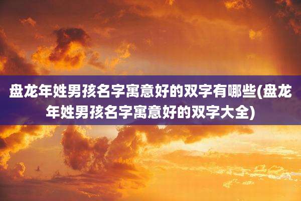 盘龙年姓男孩名字寓意好的双字有哪些(盘龙年姓男孩名字寓意好的双字大全)