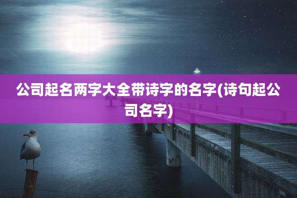 公司起名两字大全带诗字的名字(诗句起公司名字)