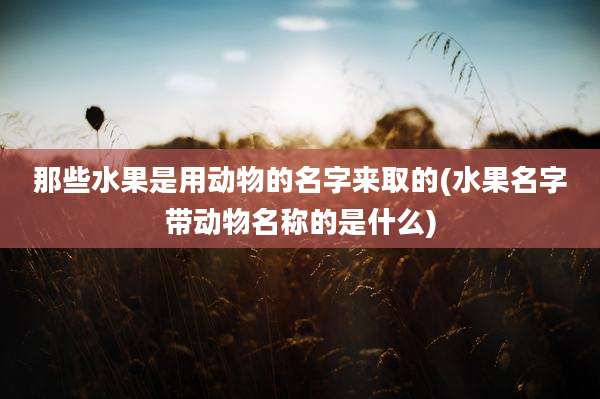 那些水果是用动物的名字来取的(水果名字带动物名称的是什么)