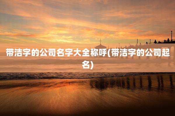 带洁字的公司名字大全称呼(带洁字的公司起名)