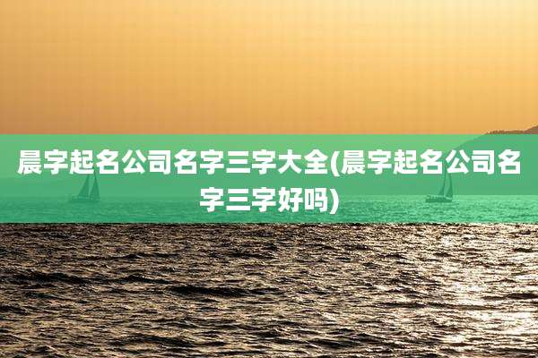 晨字起名公司名字三字大全(晨字起名公司名字三字好吗)