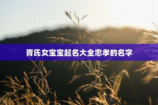 胥氏女宝宝起名大全忠孝的名字