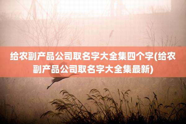 给农副产品公司取名字大全集四个字(给农副产品公司取名字大全集最新)