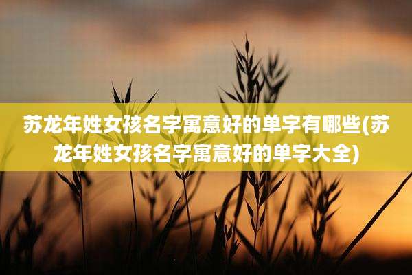 苏龙年姓女孩名字寓意好的单字有哪些(苏龙年姓女孩名字寓意好的单字大全)