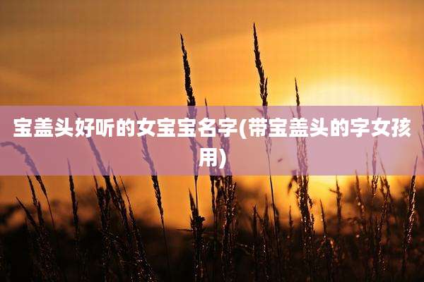 宝盖头好听的女宝宝名字(带宝盖头的字女孩用)