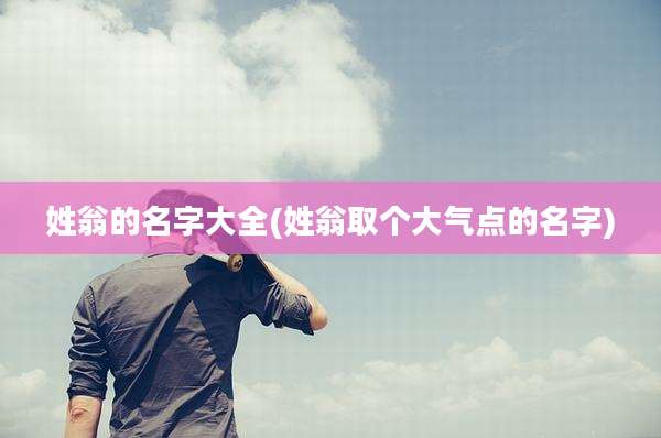 姓翁的名字大全(姓翁取个大气点的名字)