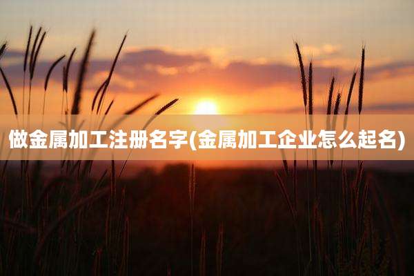 做金属加工注册名字(金属加工企业怎么起名)
