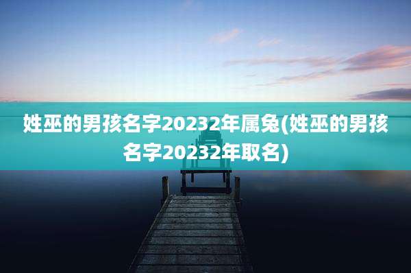 姓巫的男孩名字20232年属兔(姓巫的男孩名字20232年取名)