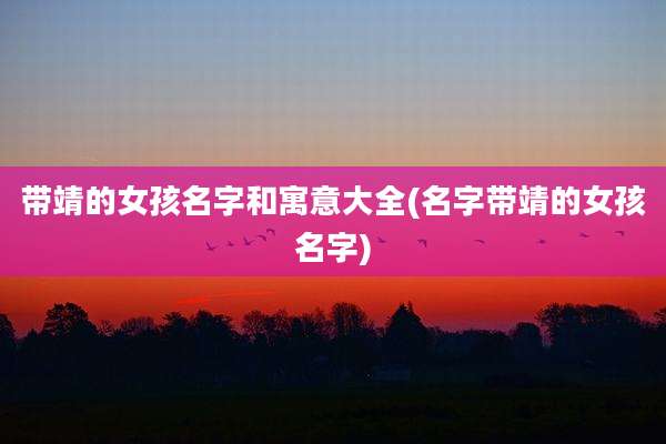 带靖的女孩名字和寓意大全(名字带靖的女孩名字)