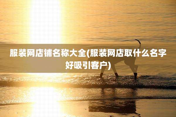 服装网店铺名称大全(服装网店取什么名字好吸引客户)