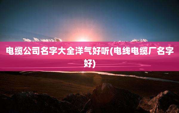 电缆公司名字大全洋气好听(电线电缆厂名字好)