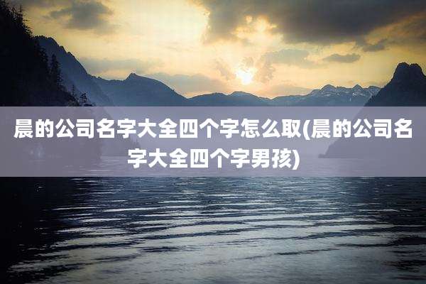 晨的公司名字大全四个字怎么取(晨的公司名字大全四个字男孩)