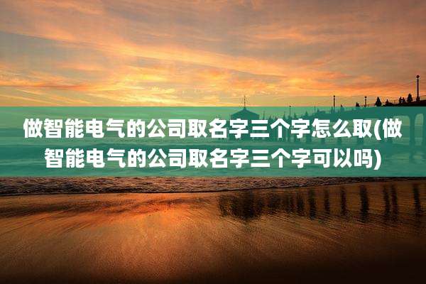 做智能电气的公司取名字三个字怎么取(做智能电气的公司取名字三个字可以吗)