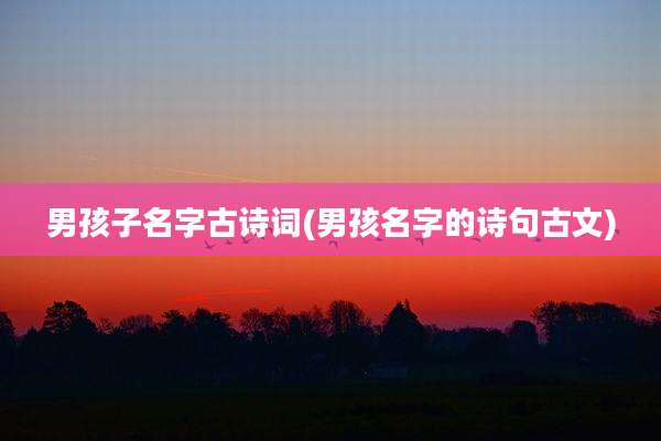 男孩子名字古诗词(男孩名字的诗句古文)