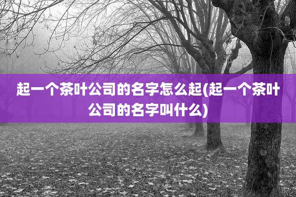 起一个茶叶公司的名字怎么起(起一个茶叶公司的名字叫什么)