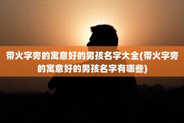 带火字旁的寓意好的男孩名字大全(带火字旁的寓意好的男孩名字有哪些)