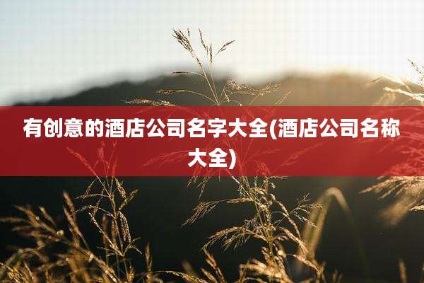 有创意的酒店公司名字大全(酒店公司名称大全)