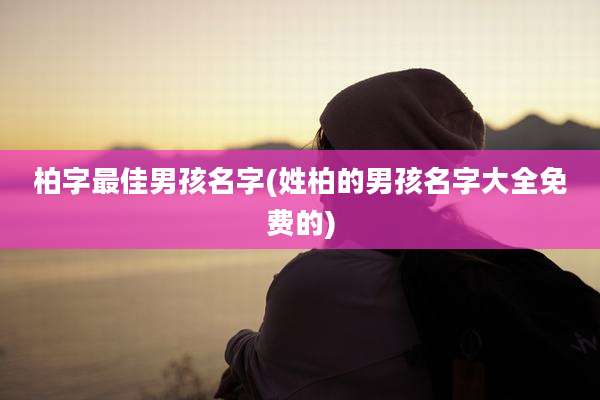 柏字最佳男孩名字(姓柏的男孩名字大全免费的)