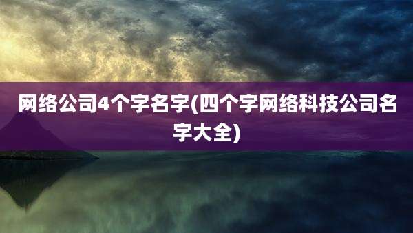 网络公司4个字名字(四个字网络科技公司名字大全)