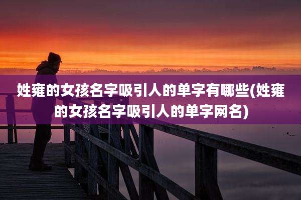 姓雍的女孩名字吸引人的单字有哪些(姓雍的女孩名字吸引人的单字网名)