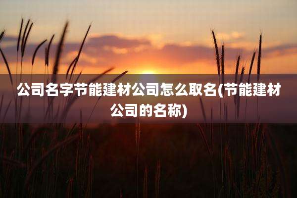 公司名字节能建材公司怎么取名(节能建材公司的名称)
